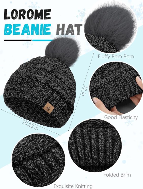 Winter Hat Scarf Gloves and Ear Warmer, Warm Knit Beanie Hat Touch Screen Gloves Set Winter Gifts Neck Scarves for Women - Image 2