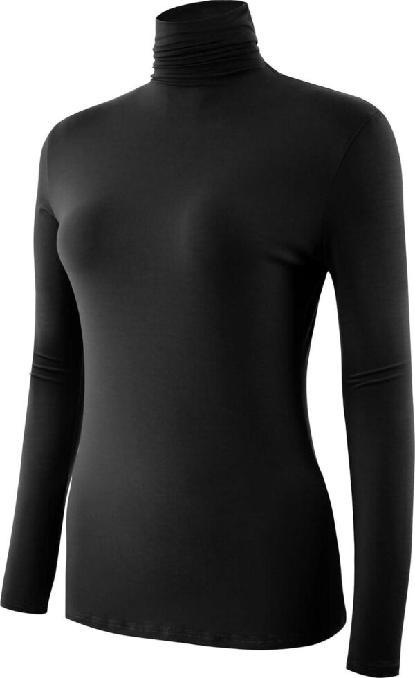 Women's Long Sleeve Lightweight Turtleneck Top Pullover Casual Active Layer Tops Shirts - Image 2