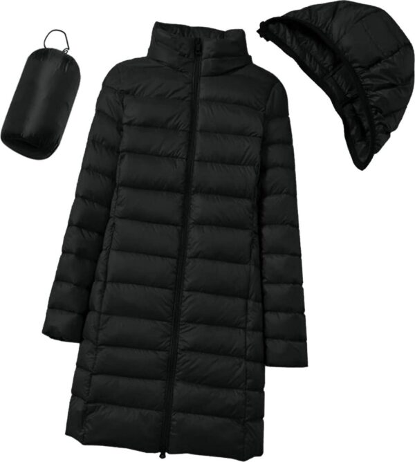 Women's Packable Puffer Coat Hooded Lightweight Long Winter Coats with Hood Quilted Winter Coats Windproof Jacke - Image 4