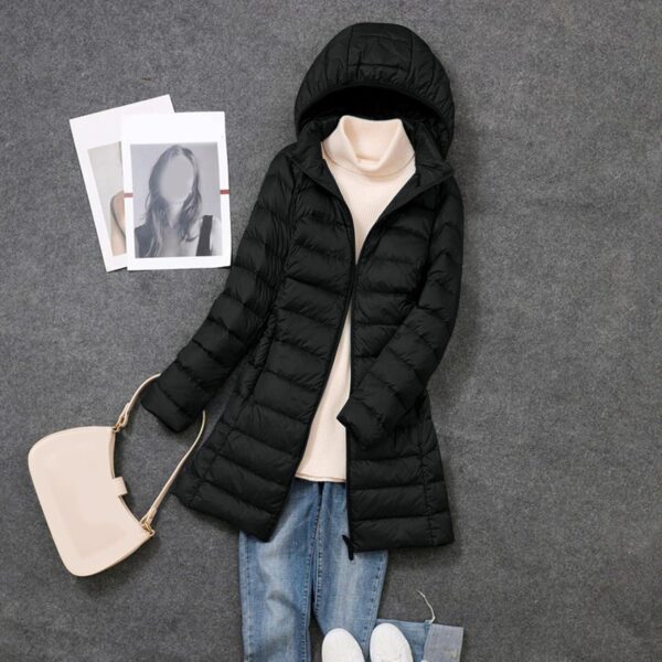 Women's Packable Puffer Coat Hooded Lightweight Long Winter Coats with Hood Quilted Winter Coats Windproof Jacke - Image 3