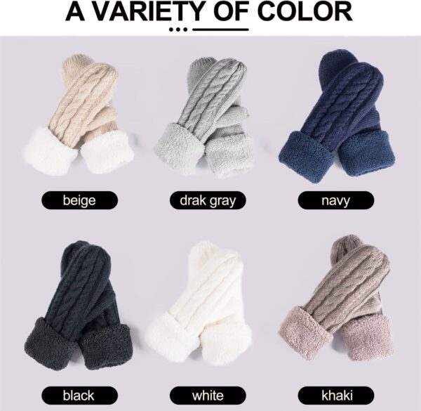 Women's Winter Gloves Warm Lining - Cozy Wool Knit Thick Gloves Mittens - Image 7