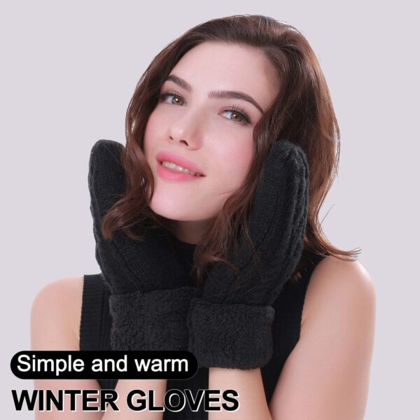 Women's Winter Gloves Warm Lining - Cozy Wool Knit Thick Gloves Mittens - Image 6