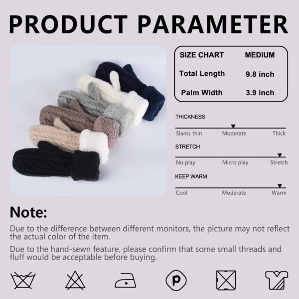 Women's Winter Gloves Warm Lining - Cozy Wool Knit Thick Gloves Mittens - Image 5