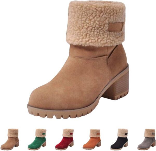 Womens Boots 2024 Winter Warm Snow Boots Ladies Casual Fashion Booties Ankle Boots Womens Mid Calf Boots