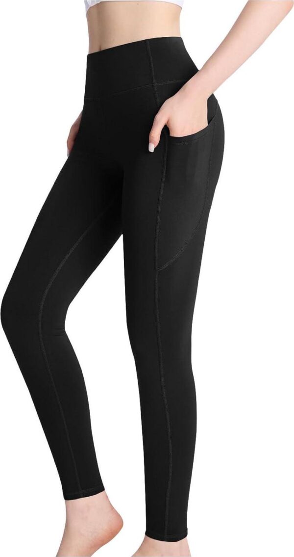 Womens Fleece Lined Leggings Tummy Control High Waisted Tights Athletic Yoga Pants Warm Winter Leggings with Pockets - Image 3