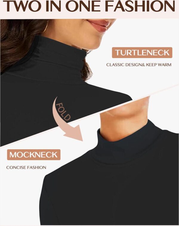 Womens Long Sleeve Turtleneck T-Shirts Mock Neck Underwear Fall Winter Fashion Base Layer Casual Lightweight Soft Tops - Image 4