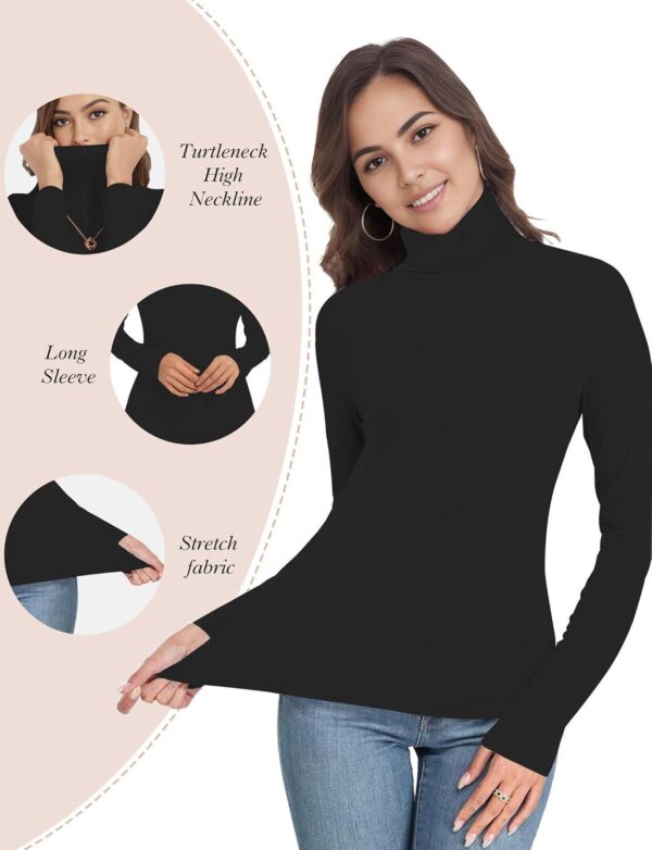 Womens Long Sleeve Turtleneck T-Shirts Mock Neck Underwear Fall Winter Fashion Base Layer Casual Lightweight Soft Tops - Image 5