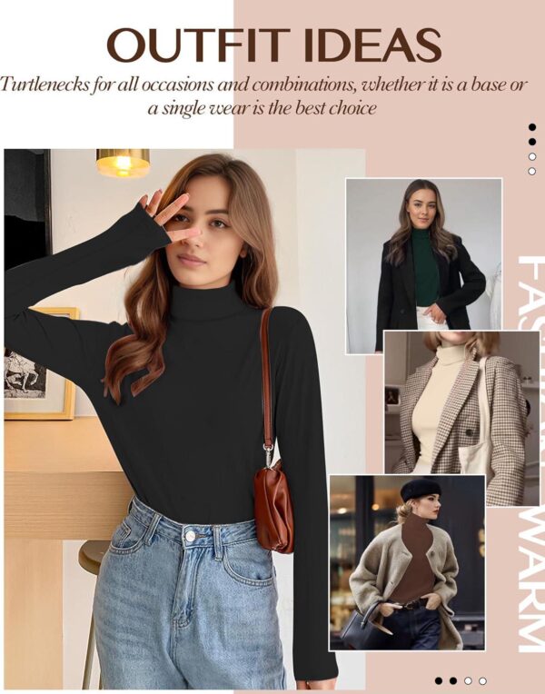 Womens Long Sleeve Turtleneck T-Shirts Mock Neck Underwear Fall Winter Fashion Base Layer Casual Lightweight Soft Tops - Image 6