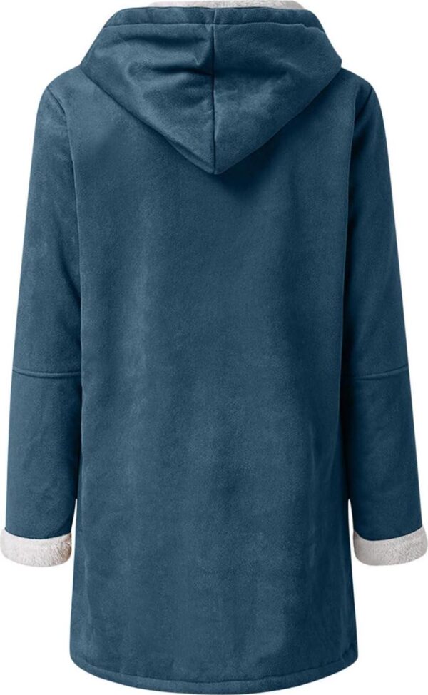 Womens Sherpa Lined Jackets Fashion Winter Fuzzy Fleece Hoodie Sweatshirt Casual Soft Cozy Horn Button Down Coats - Image 4