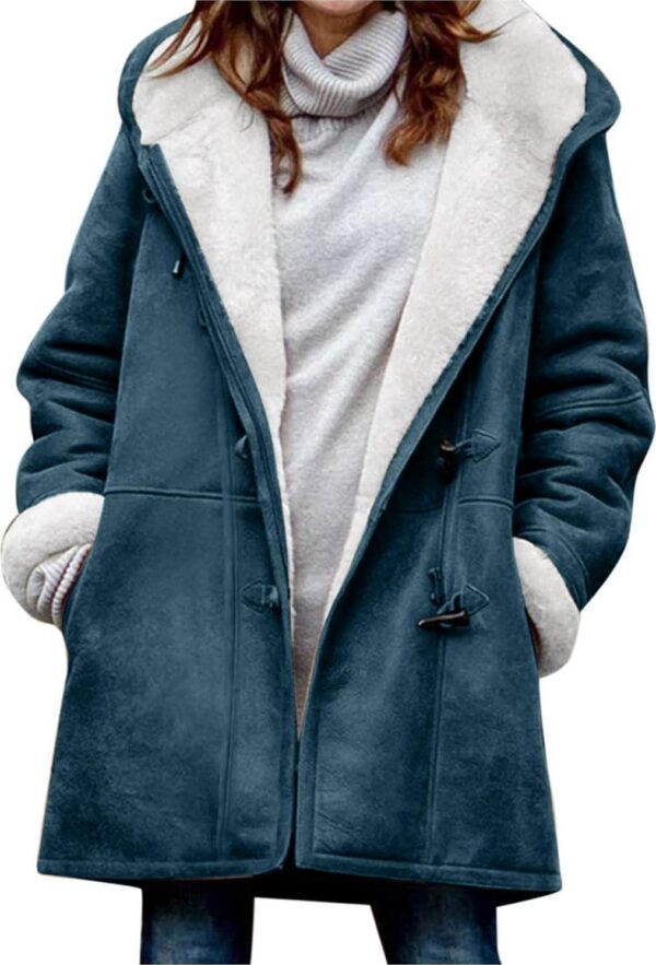 Womens Sherpa Lined Jackets Fashion Winter Fuzzy Fleece Hoodie Sweatshirt Casual Soft Cozy Horn Button Down Coats