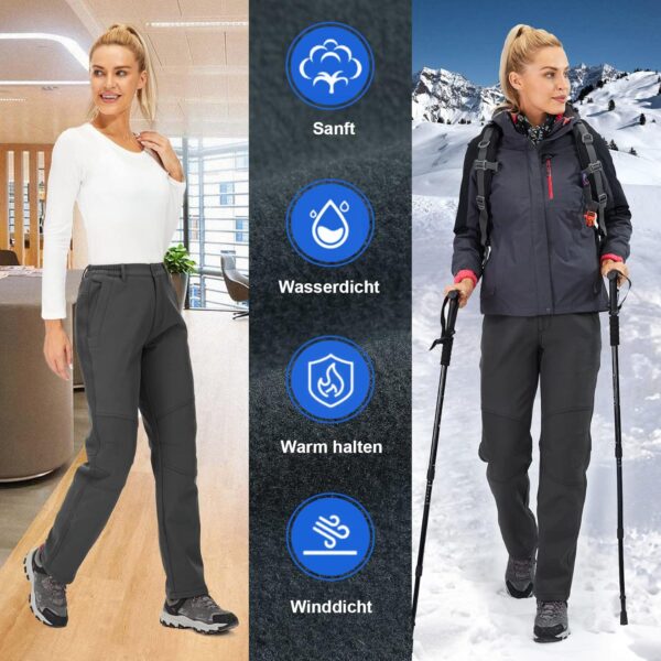 Womens Snow Pants Winter Fleece Lined Waterproof Soft Shell Insulated Outdoor Camping Travel ski Pants - Image 4