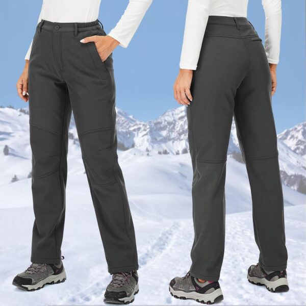 Womens Snow Pants Winter Fleece Lined Waterproof Soft Shell Insulated Outdoor Camping Travel ski Pants - Image 7