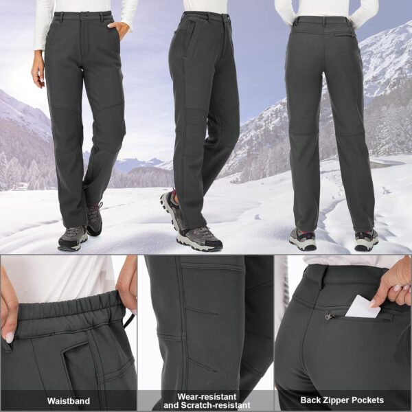 Womens Snow Pants Winter Fleece Lined Waterproof Soft Shell Insulated Outdoor Camping Travel ski Pants - Image 3