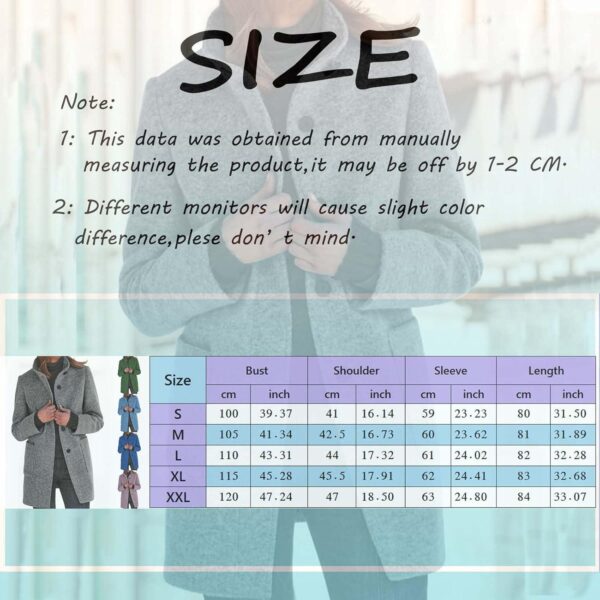 Wool Coats for Women 2024 Plus Size Casual Fashion Thicken Stand Collar Single Breasted Winter Jackets with Pockets - Image 5