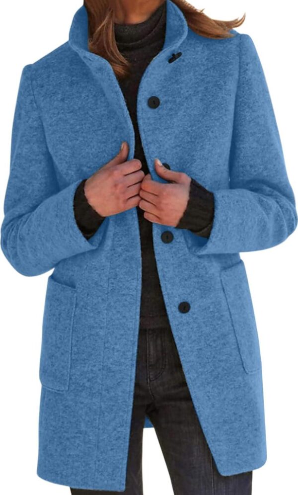 Wool Coats for Women 2024 Plus Size Casual Fashion Thicken Stand Collar Single Breasted Winter Jackets with Pockets