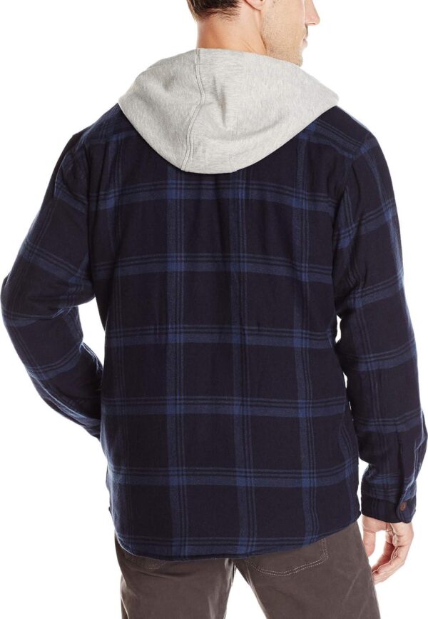 Wrangler Authentics Men's Long Sleeve Quilted Lined Flannel Shirt Jacket with Hood - Image 2