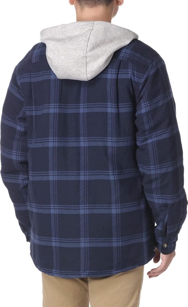 Wrangler Authentics Men's Long Sleeve Quilted Lined Flannel Shirt Jacket with Hood - Image 4
