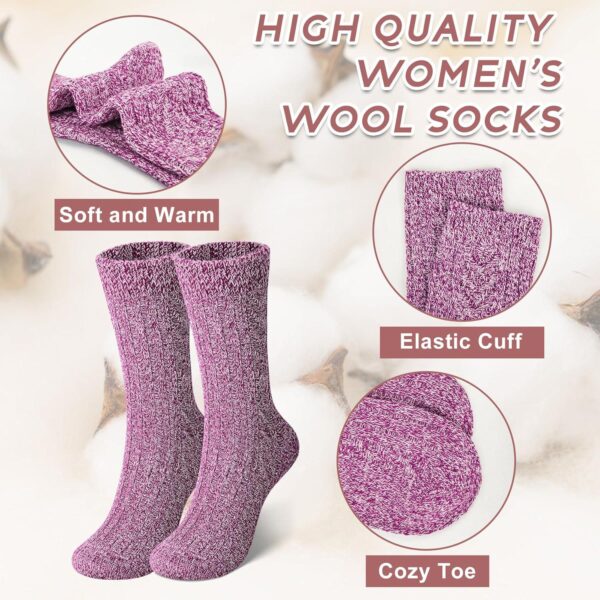 YSense 5 Pairs Womens Wool Socks Thick Knit Warm Winter Socks Cozy Comfy Socks Gifts for Women - Image 2