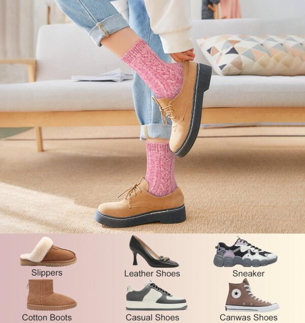 YSense 5 Pairs Womens Wool Socks Thick Knit Warm Winter Socks Cozy Comfy Socks Gifts for Women - Image 5