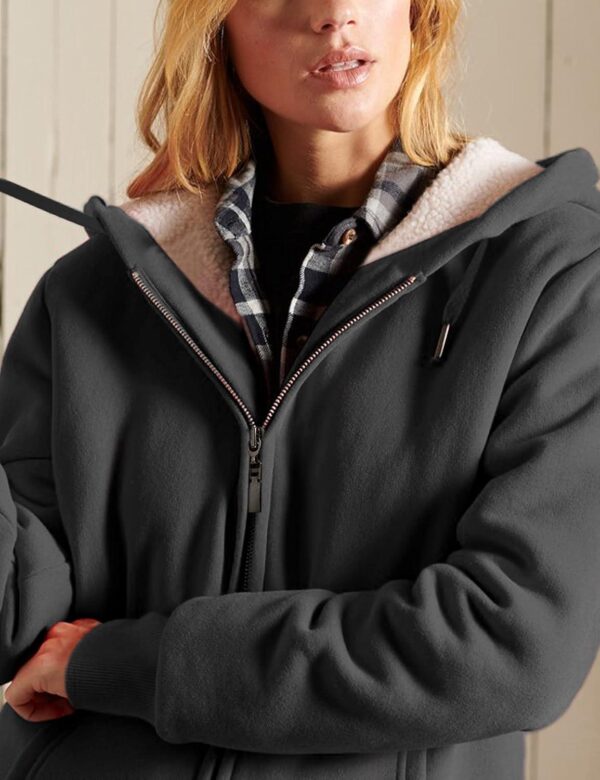 Yeokou Women's Casual Full Zip Up Sherpa Lined Hoodie Sweatshirt Jacket Coat - Image 4