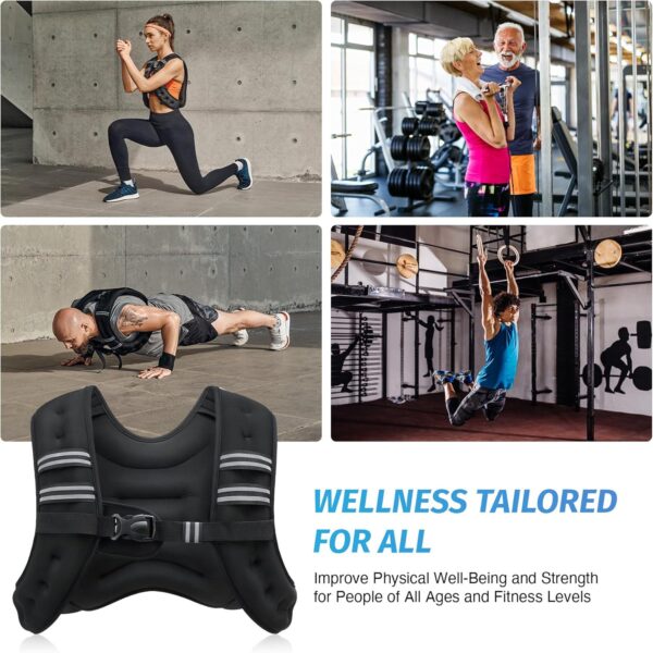 ZELUS Weighted Vest, 6lb/8lb/12lb/16lb/20lb/25lb/30lb Weight Vest with Reflective Stripe for Workout, Strength Training, Running, Fitness, Muscle Building, Weight Loss, Weightlifting - Image 6