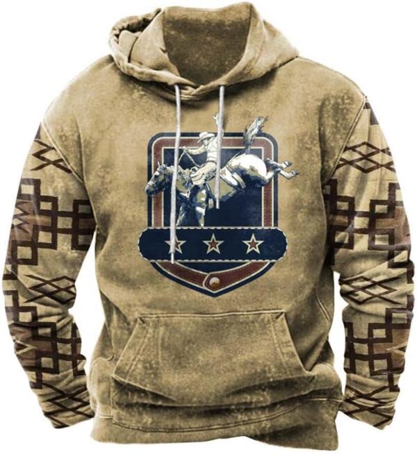 ZOCAVIA American Flag Hoodies for Men USA Graphic Hooded Sweatshirts Drawstring Western Ethnic Boys Pullover Tops