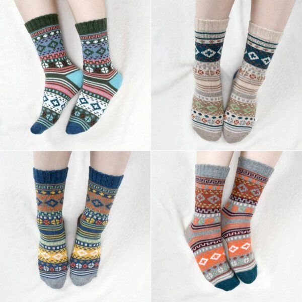 besky 5 Pairs Winter Wool Socks Women, Knit Thick Wool Soft Warm and Breathable Cozy Socks for Womens - Image 5