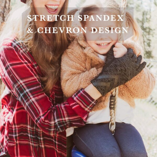 isotoner womens Spandex Touchscreen Cold Weather Gloves With Warm Fleece Lining and Chevron Details - Image 4