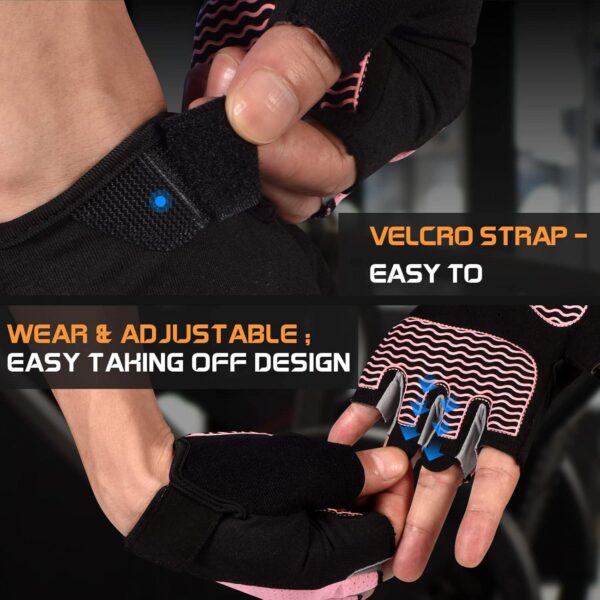sunnex Gym Gloves, Workout Gloves, Fingerless Gloves for Weightlifting, Lightweight Breathable Fitness Gloves, Sports Gloves for Training Lifting Weight Cycling Climbing Rowing - Image 4