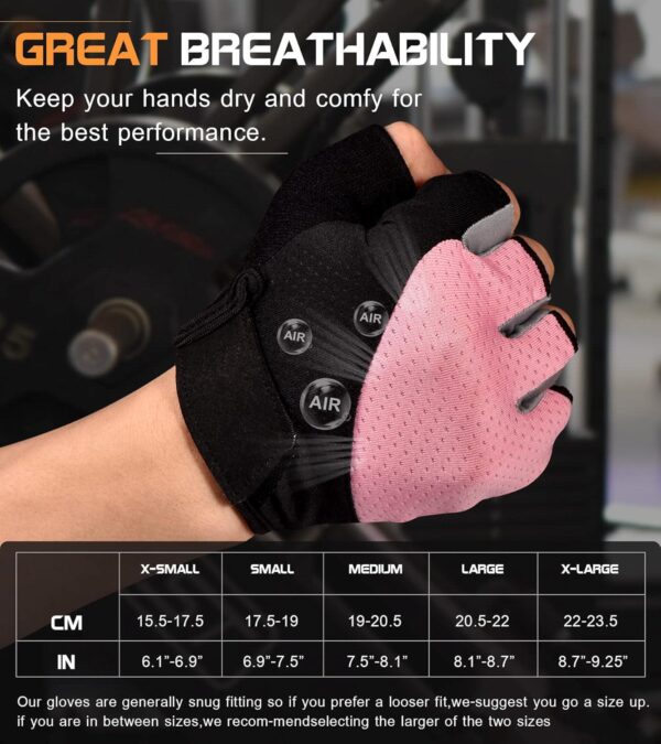 sunnex Gym Gloves, Workout Gloves, Fingerless Gloves for Weightlifting, Lightweight Breathable Fitness Gloves, Sports Gloves for Training Lifting Weight Cycling Climbing Rowing - Image 6